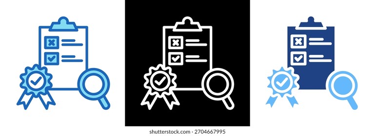 Ícone de controle de qualidade - Ilustração do vetor de estilo triplo