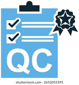 Vetor de ícone de controle de qualidade, enfatizando os padrões e a inspeção do produto. Excelente para processos de fabricação, testes e negócios voltados para a manutenção de alta excelência.