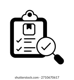 Ícone Controle de qualidade com ilustração de stock de vetor de fundo branco