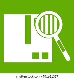 Quality control icon white isolated on green background. Vector illustration