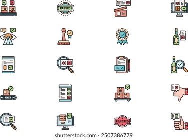 Quality control icons collection is a vector illustration with editable stroke.