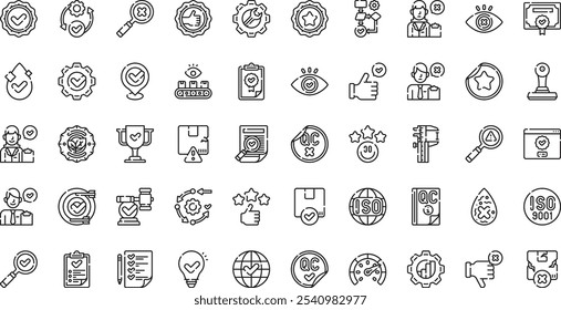 Iconos de control de calidad Iconos de vectores de alta calidad Colección con trazo editable. Ideal para Profesional y Proyectos Creativos.