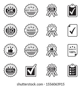 Quality Control Icons. Line With Fill Design. Vector Illustration.