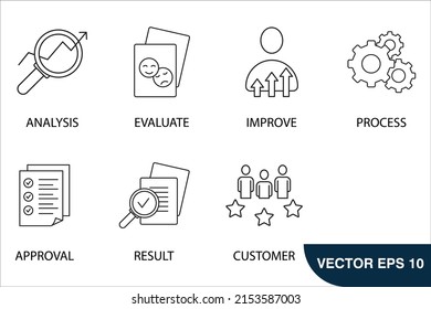quality control icons set . quality control pack symbol vector elements for infographic web