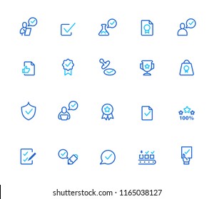 Quality control icons, simple line set