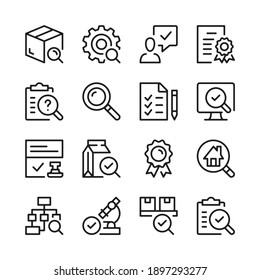 Quality control and inspection line icons set. Modern graphic design concepts, simple outline elements collection. Vector line icons