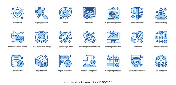 Quality Control Line Icon, Outline Symbol for Process Inspection, Product Excellence, Standard Compliance, Service Evaluation, and Operational Accuracy. Vector Sign Icon.