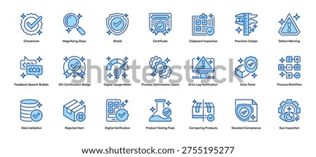 Quality Control Line Icon, Outline Symbol for Process Inspection, Product Excellence, Standard Compliance, Service Evaluation, and Operational Accuracy. Vector Sign Icon.