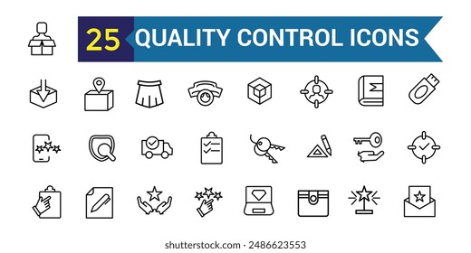 Quality control line icons set. Outline icon collection. Editable vector stroke.