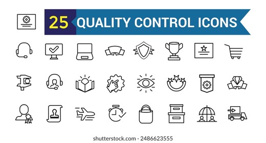 Quality control line icons set. Outline icon collection. Editable vector stroke.