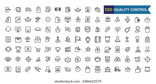 Quality control line icons set. Outline icon collection. Editable vector stroke.