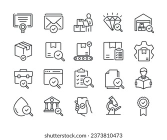 Iconos de línea de control de calidad. Para diseño de marketing de sitios web, logotipo, aplicación, plantilla, ui, etc. Ilustración vectorial.