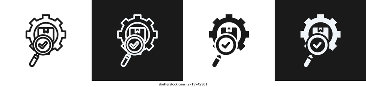Línea De Control De Calidad N Estilo Del Icono Del Glifo En Fondo Blanco Y Negro