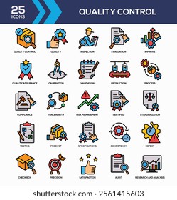 Quality Control Lineal Color Icon Collection