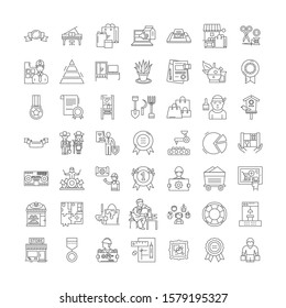 Quality control linear icons, signs, symbols vector line illustration set