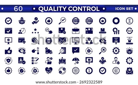 Quality control Outline icon set. Containing inspection, evaluation, product, quality assurance, process, testing, Pictograms and infographics for mobile apps.