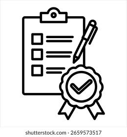 Ilustração do vetor do ícone de contorno de controle de qualidade