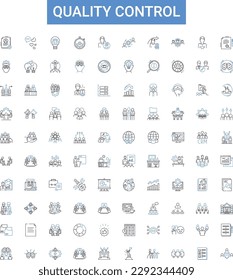 Quality control outline icons collection. quality, control, assurance, standards, compliance, audit, inspection vector illustration set. testing, precision, accuracy line signs