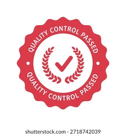 Quality control passed badge with checkmark and laurel Vector