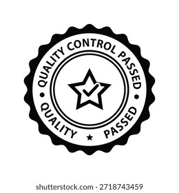 Quality control passed badge with checkmark and star Vector