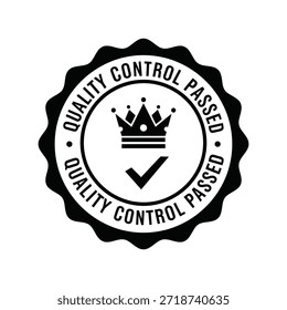 Quality control passed badge with crown icon Vector