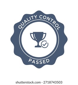 Quality control passed badge with trophy icon Vector