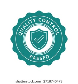 Quality control passed badge, verified seal, trustworthiness icon Vector