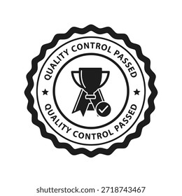 Quality control passed seal with trophy icon Vector