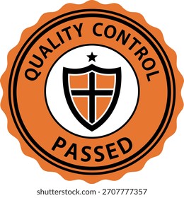 Quality control passed stamp icon, product certification symbol