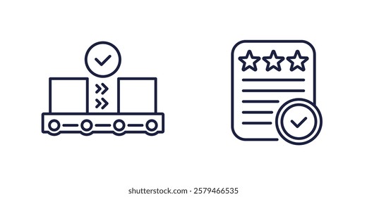 quality control in production line icons, vector