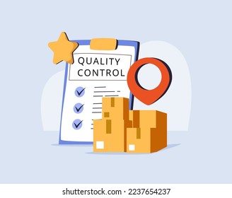 Quality Control, QC to check quality and giving certified or approval, process to assure excellence product and service delivery, guarantee concept, businessman check quality with passed checklist.