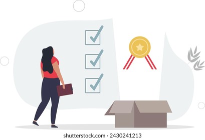 Quality Control, QC to check quality and giving certified or approval, process to assure excellence product and service delivery, guarantee concept.