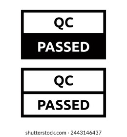 Quality control or QC passed badge label isolated on white background.