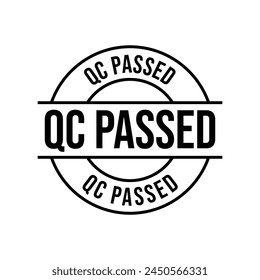 Quality control or QC passed badge label isolated on white background.