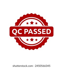 Quality control or QC passed badge label isolated on white background.