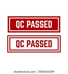 Quality control or QC passed badge label isolated on white background.