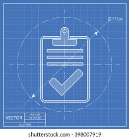 Quality control related vector blueprint icon. Pass 