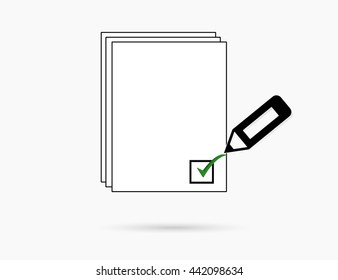 Quality control related vector outline icon. Pass