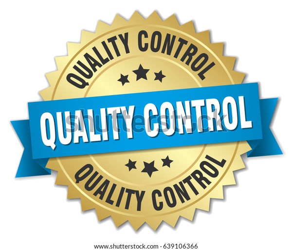 Quality Control Round Isolated Gold Badge Stock Vektorgrafik Lizenzfrei