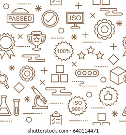 quality control seamless pattern with outline icons, background elements design