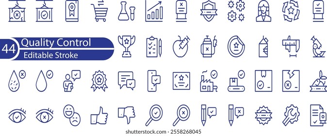 Quality control set of web icons in line style. Quality Check computing icons for web and mobile app.