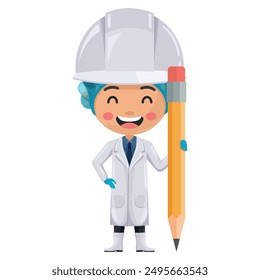Supervisor de control de calidad portando un lápiz que simboliza la importancia del diseño, planificación y documentación en la industria alimentaria. Ingeniero de la industria alimentaria. Seguridad en la producción y elaboración de alimentos