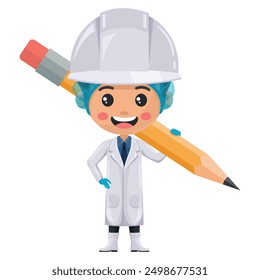 Quality control supervisor carrying a pencil symbolizing the importance of design, planning and documentation in the food industry. Food industry engineer. Safety in food production and processing