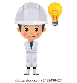 Quality control supervisor expressing doubt. Focus representing an idea. Question sign for FAQ concept. Food industry engineer. Chief food safety. Science, technology and safety in food production