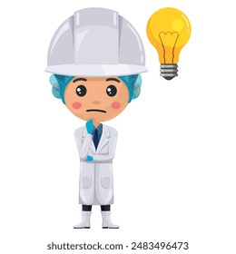 Quality control supervisor expressing doubt. Focus representing an idea. Question sign for FAQ concept. Food industry engineer. Chief food safety. Science, technology and safety in food production