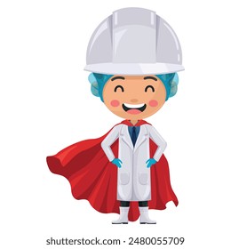 Quality control supervisor in food production line wearing his superhero cape. Superhero food safety engineer. Food industry engineer. Science, technology and safety in food production and processing