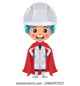 Quality control supervisor in food production line wearing his superhero cape. Superhero food safety engineer. Food industry engineer. Science, technology and safety in food production and processing