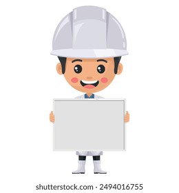 Quality control supervisor holding a whiteboard with space for text, advertising, presentations, brochures . Food industry engineer. Science, technology and safety in food production and processing