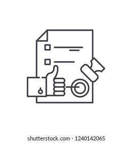 Quality control system line icon concept. Quality control system vector linear illustration, symbol, sign