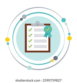 Quality control test achievement pass award on clipboard illustration graphic icon